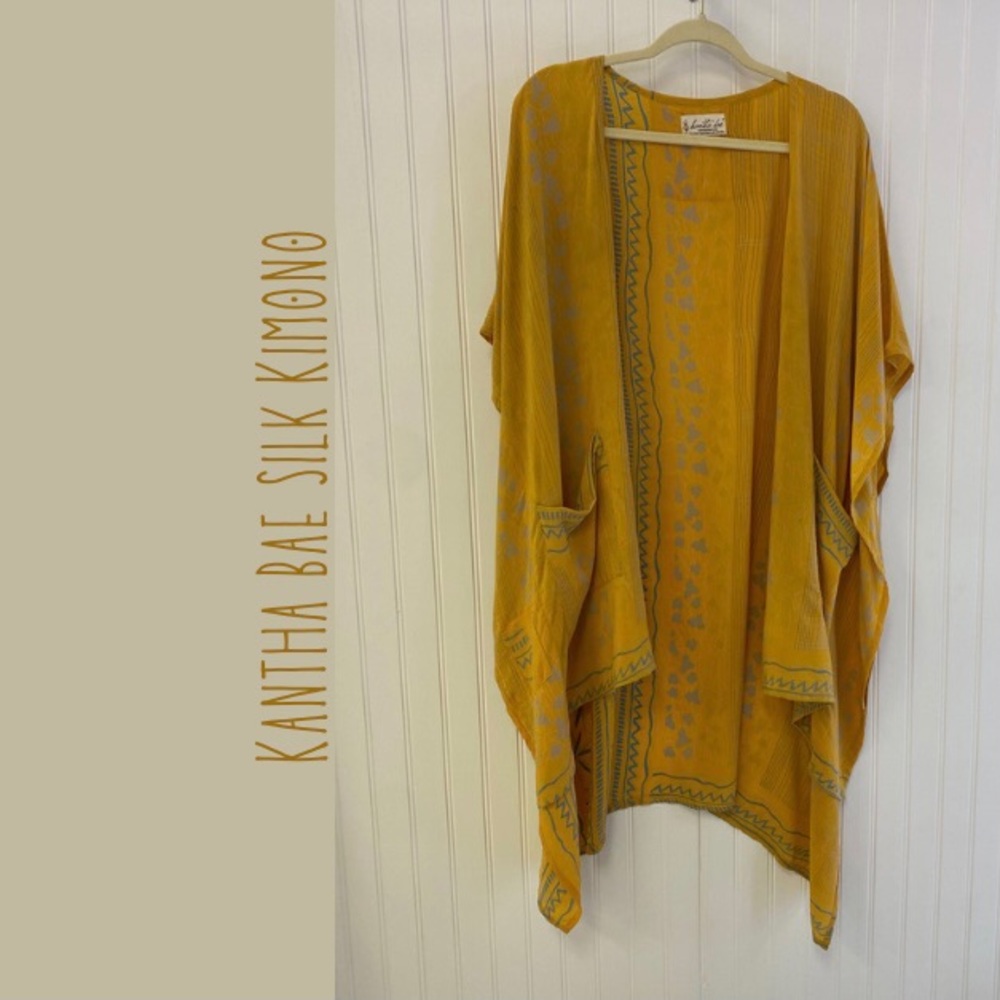 Kantha Bae Silk Kimono: golden yellow boho